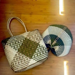 Handwoven Indonesian basket/purse and fan